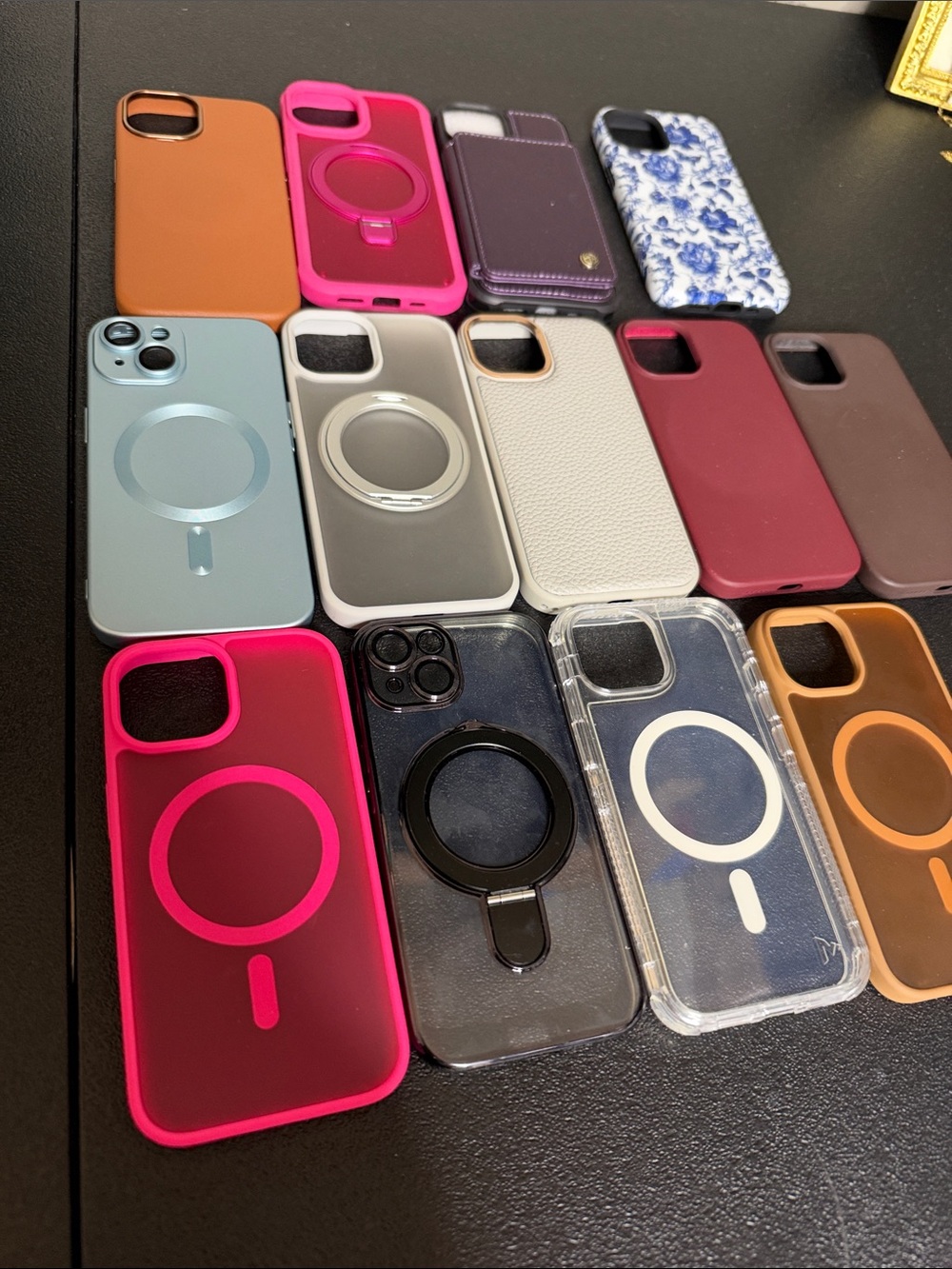 MagSafe-Compatible iPhone 15 Case Set in Pink, Brown, White, Blue, Red, Clear